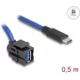 DeLOCK 88156 USB cable 0.5 m USB A USB C Black Blue