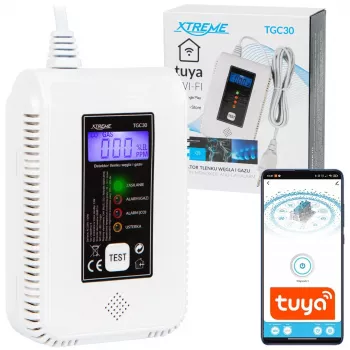 Carbon monoxide and gas detector BLOW TGC30 WiFi Tuya — LCD, 85 dB, wired, surface-mounted, white