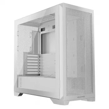 PC Case MODECOM VOLCANO EXPANSE S MIDI Tower — White, microATX, tempered glass, USB-C, supports GPU 430 mm