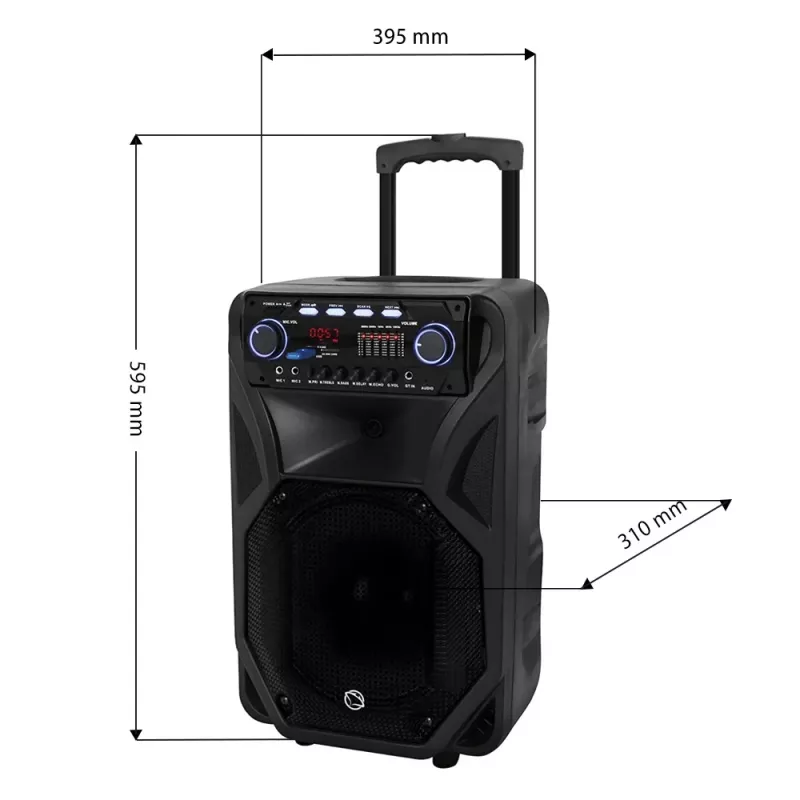 Portable karaoke speaker MANTA SPK5021PRO 20W, 12 inch woofer, 80W RMS, Bluetooth, battery up to 5h, SD/USB, mic & guitar inputs