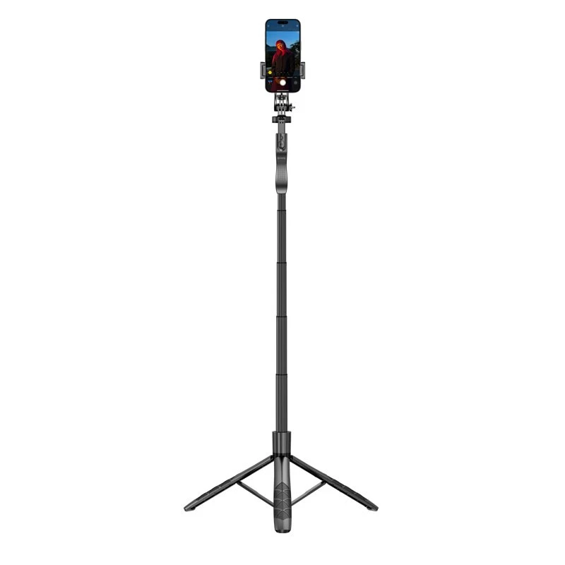 Tripod selfie stick Crong CRGSGU1BLK aluminium Bluetooth with foldable legs and phone mount