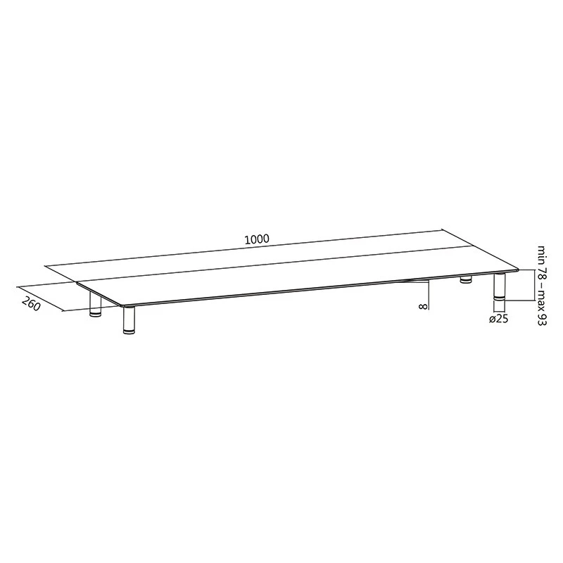 Monitor riser glass top 1000mm long