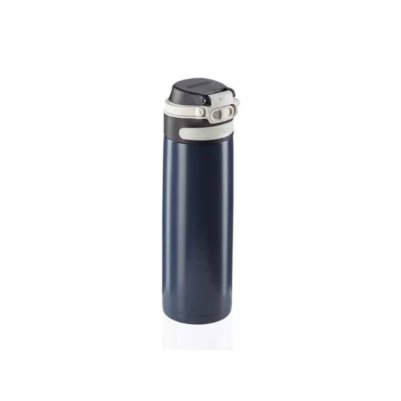 Travel mug Leifheit 03275 600 ml stainless steel, double-wall, leakproof, flip-top, handle, black/blue
