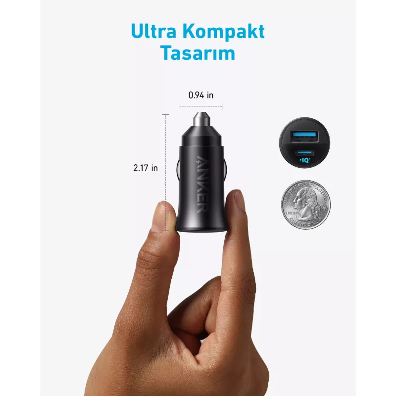Anker Car Charger 30W 2 Ports Black Fast charging