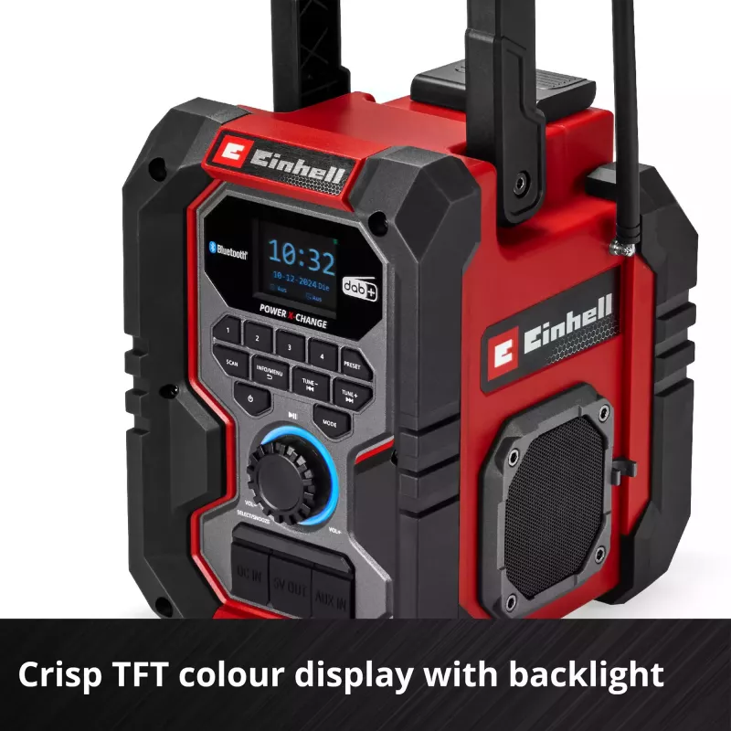 Portable radio EINHELL TE-CR 18 Li DAB+ FM Bluetooth USB, battery-powered (TE-CR 18 Li compatible)