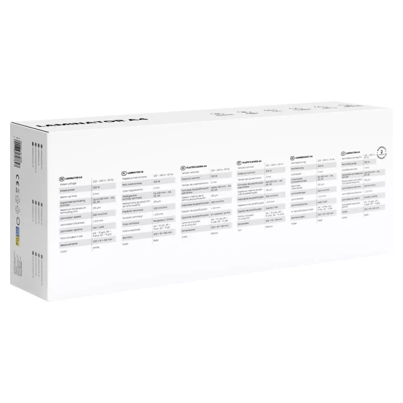 Cold/hot laminator SAVIO LR-01/W — max width 230 mm, 320 mm/min, 300 W, white