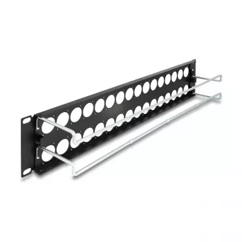 DeLOCK 67057 19-inch D-Type patch panel with strain relief, 32-port, black