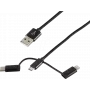 USB Cable ShiverPeaks BS14-50068 1m USB A USB C/Micro-USB B/Lightning Black