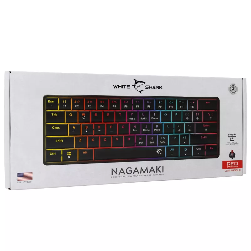 Mechanical keyboard White Shark Nagamaki Black — US layout, red mechanical switches