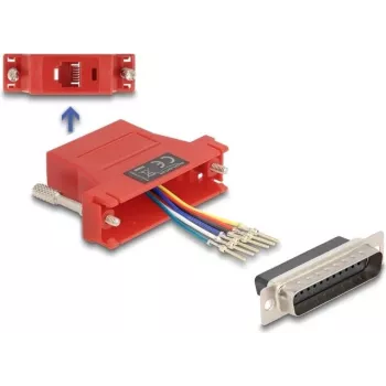 Gender changer adapter DELOCK 67094 — D-Sub 25 (female/male) to RJ12, red