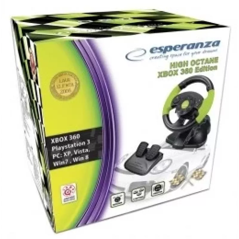 Wired Gaming Controller ESPERANZA EG104 for PlayStation 3 and Xbox 360, Black/Green