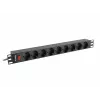 Power Distribution Unit LANBERG PDU-09F-0300-BK — 9x Type F outlets, 3 m cable, aluminium housing, 10 A