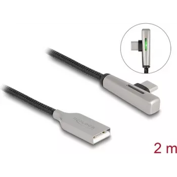 DeLOCK USB 2.0 Cable Type-A male to Type-C male angled 60W 2m