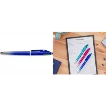 BIC 4 Colours Smooth Gradient Metallic Blue 4-Colour Ballpoint Pen