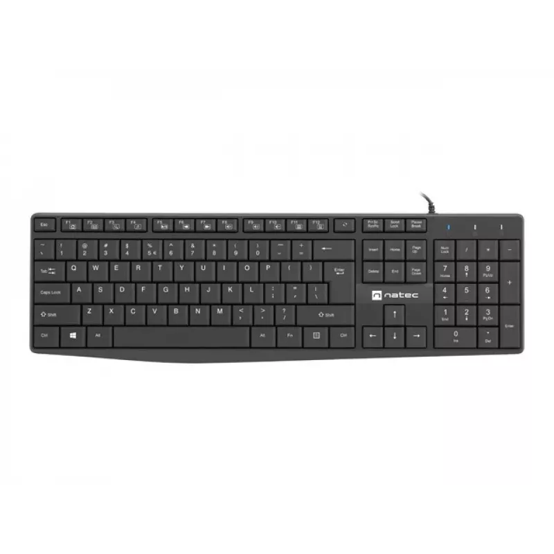 Wired Full-size Keyboard NATEC NAUTILUS NKL-1950 — USB, QWERTY US International, 105 keys, Black