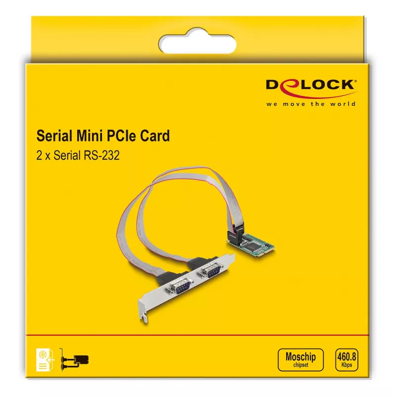 DeLOCK Mini PCIe Card full size to 2 x Serial RS-232 D-Sub 9 pin