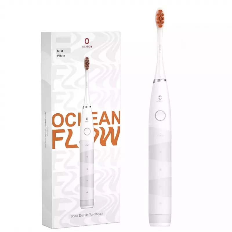 Sonic toothbrush OCLEAN FLOW Adult — battery-powered, whitening mode, integrated timer, adjustable speed, 255 mm height, white, 0.13 kg, 1 handle + 1 brush head