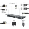 Laptop dock Gembird A-CM-COMBO9-02 USB 3.2 Gen 1 Type-C, HDMI, VGA, 3×USB-A, Gigabit Ethernet, 87W PD, Grey