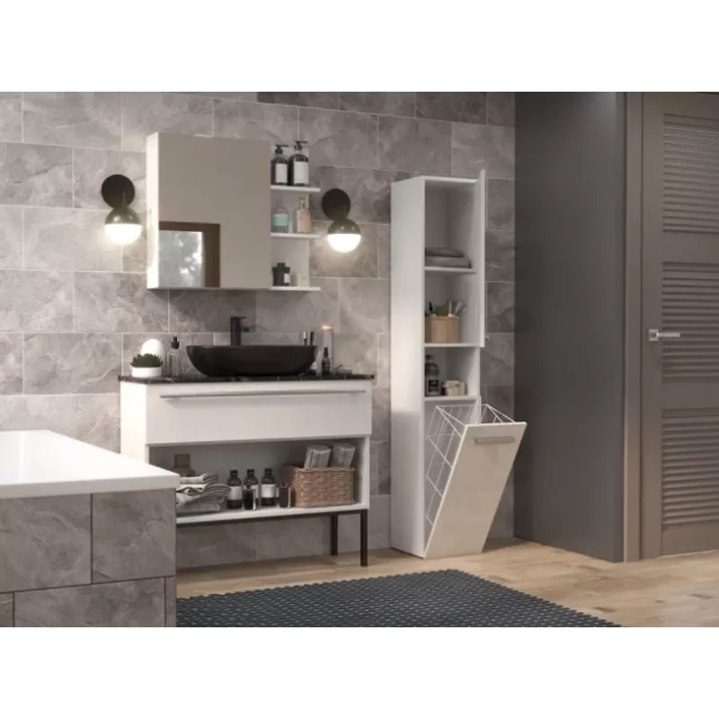 Bathroom cabinet NEL III 31x30x174 cm, matte white