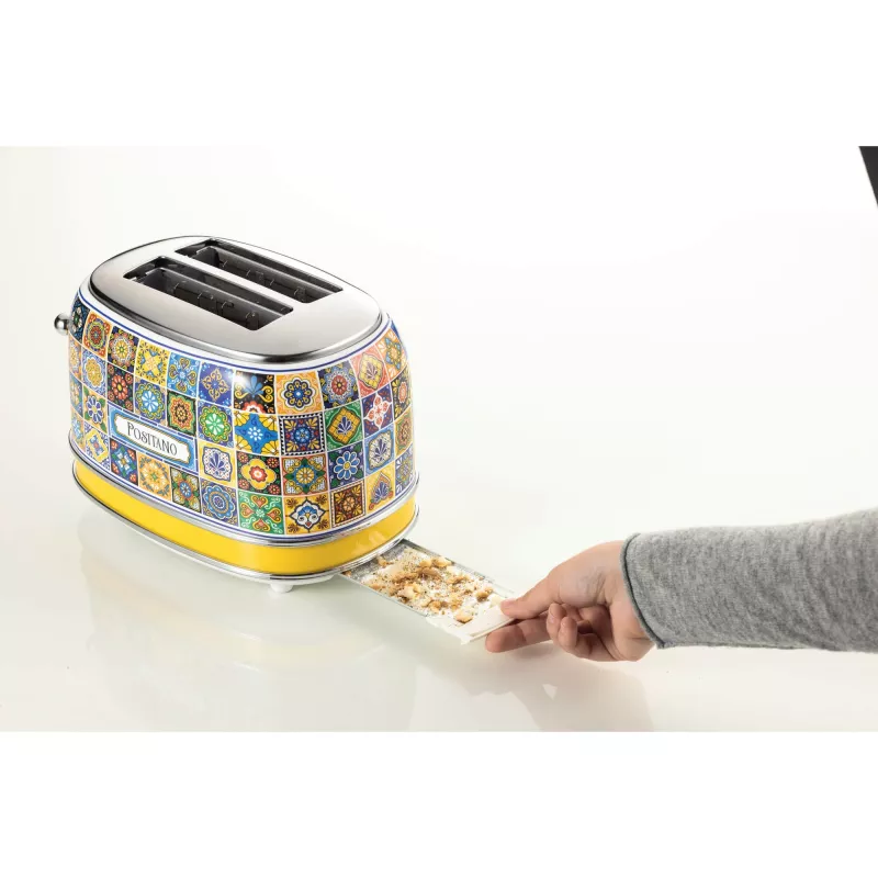 Ariete 155 Toaster Positano, 810W, 2 slices, 6 browning levels, Crumb tray, Defrost function, Automatic ejection, Without clamps