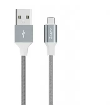 USB Micro-B cable Devia Pheez Series 1 m, 5V 2.4A, grey