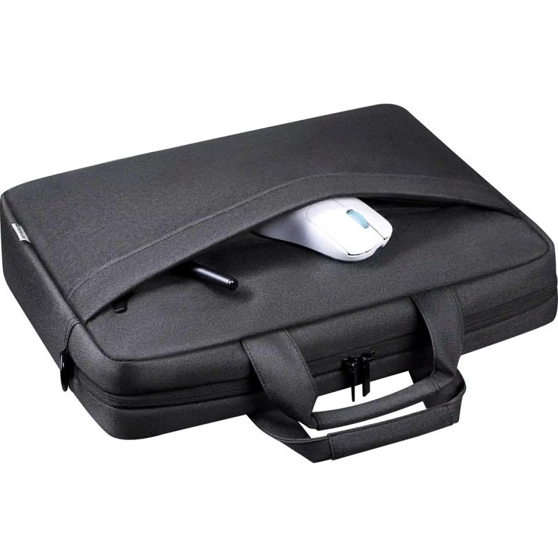 Laptop bag DEFENDER FIRM 26123 for 15.6 inch laptops, polyurethane, black, toploader, removable shoulder strap