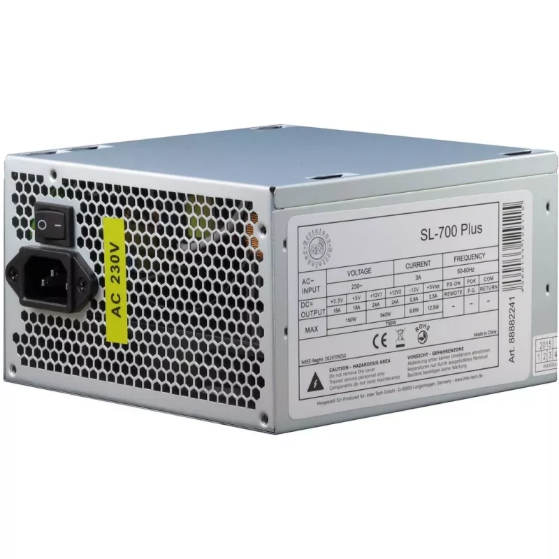 Inter-Tech SL-700 Plus - Power Supply (Internal) - ATX12V 2,4 - AC 230 V - 700 Watt - active PFC (88882141)