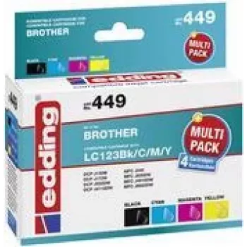 edding printer cartridges EDD-449 black, cyan, magenta, yellow compatible with brother LC-123BK/C/M/