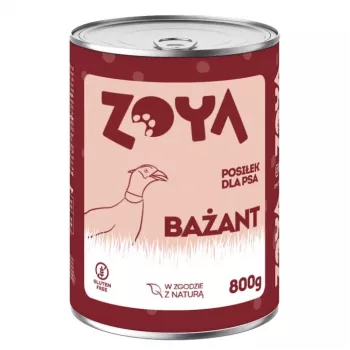 Wet dog food ZOYA Pheasant 800 g — complete canned food for adult dogs, 76% moisture, 9.5% protein