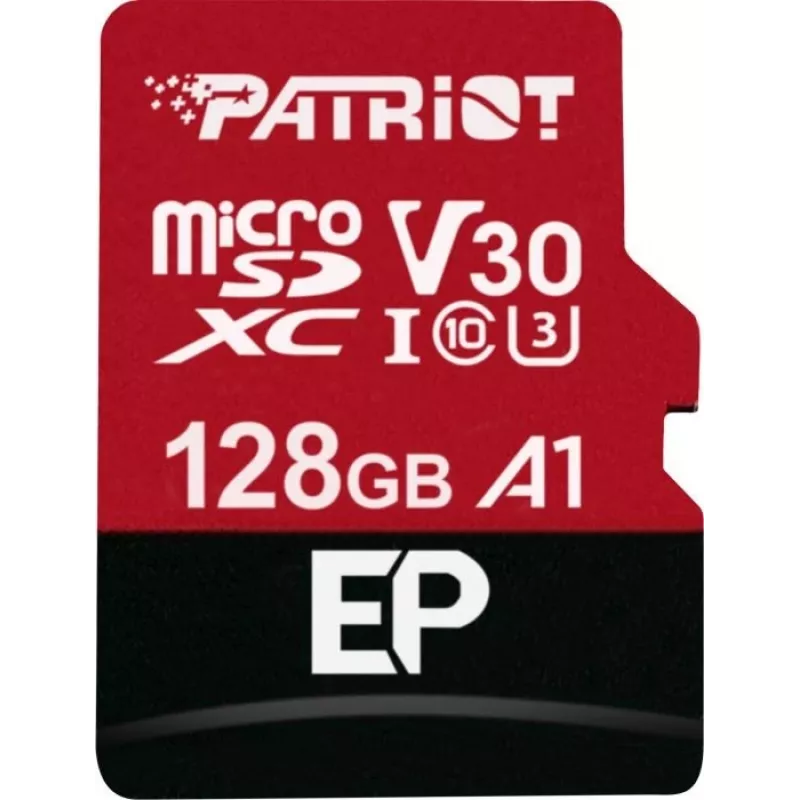 MicroSDXC memory card PATRIOT 128GB Class 10 U3 V30, read 100 MB/s, write 80 MB/s, microSDXC