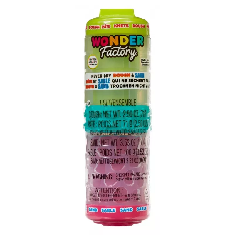 Plastic mass Wonder Factory Never Dry Dough, Lime Green, Pink