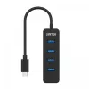USB hub Unitek uHUB Q4 — 4-port USB 3.2 Gen 1 (Type-A) hub, USB-C host, 5 Gbit/s, 10 W, black