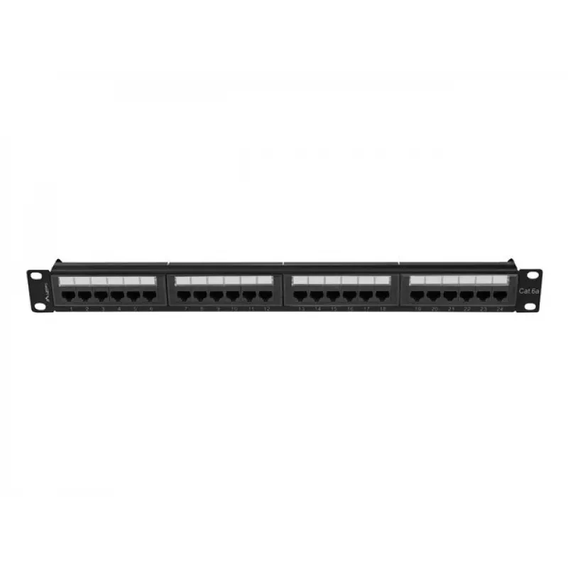 Patch panel 1U LANBERG PPUA-1024-B, 24 ports, Cat6a, U/UTP, 1U rack, depth 102 mm, metal, black