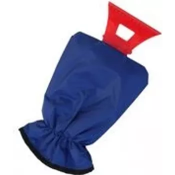 Ice scraper with glove IWH model 007423, water-repellent blue glove, elastic cuff, length 310 mm, 1 piece