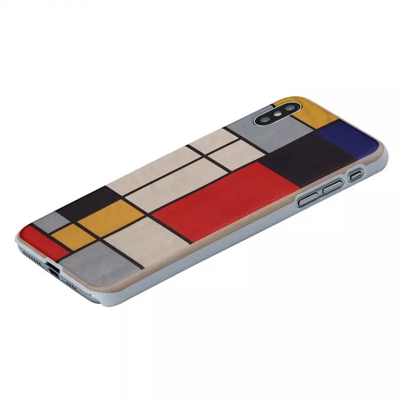Smartphone case man and wood for iPhone X/XS, wooden back, white frame