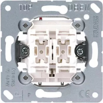 Pushbutton switch JUNG 535 U, 1-pole (1P), 250 V AC, 10 A, wired, metallic white