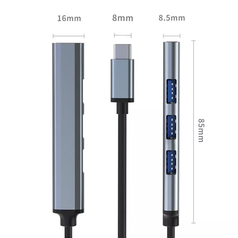 USB hub QOLTEC 53792, USB-C 3.1 to 4‑port (USB 3.0 x1, USB 2.0 x3)