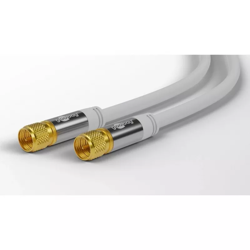 Goobay SAT Antenna Cable (135 dB Type), 4x Shielded, 5 m, White - Gold-Plated, F-Plug > F-Plug (70644)
