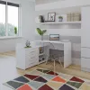 Corner Computer Desk Topeshop DANY BIEL KPL White Rectangular Particle Board