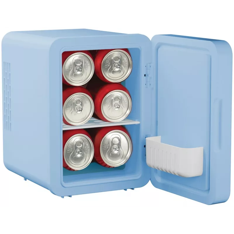 Mini fridge with LED makeup mirror Elle 4L blue — personal cosmetic refrigerator