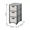 Storage unit Rotho Country 3-drawer cappuccino/anthracite, technopolymer, 712×325×375 mm