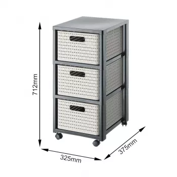 Storage unit Rotho Country 3-drawer cappuccino/anthracite, technopolymer, 712×325×375 mm