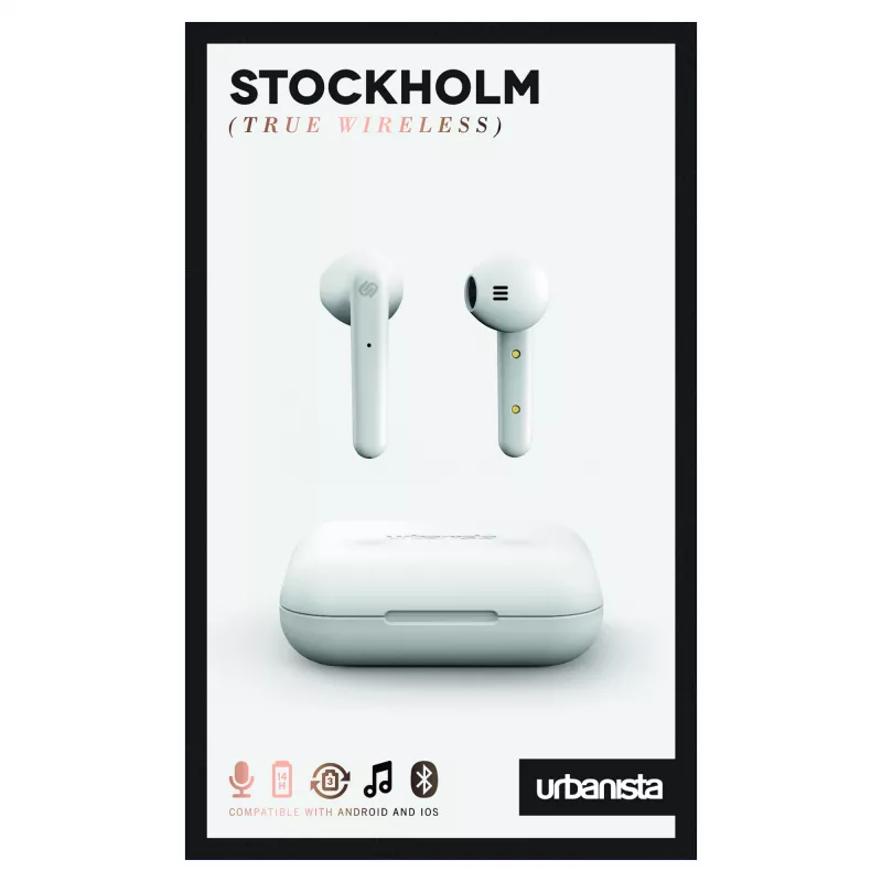Headset URBANISTA Stockholm — Wireless Bluetooth in-ear for Calls and Music, 10 m range, White