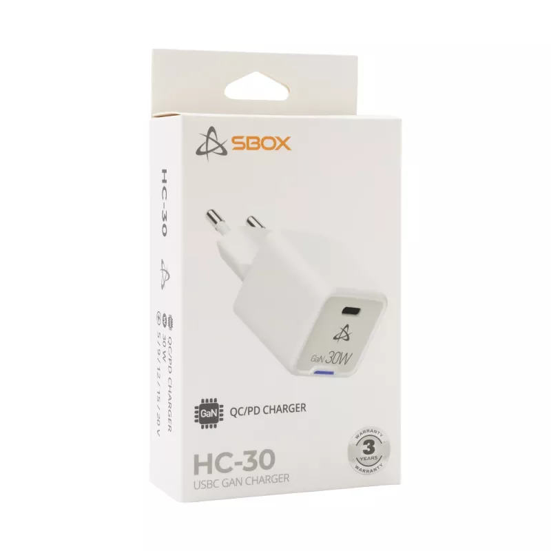 SBOX Home Charger HC-30 30W GaN USB Type-C fast charger