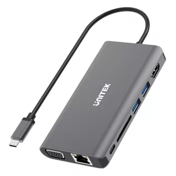 UNITEK uHUB O8+ Wired USB 3.2 Gen 1 Type-C Grey 100W Power Delivery