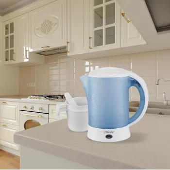 Electric kettle Maestro MR010 0.6 L 600 W — Blue/White, water level indicator, anti-calc filter