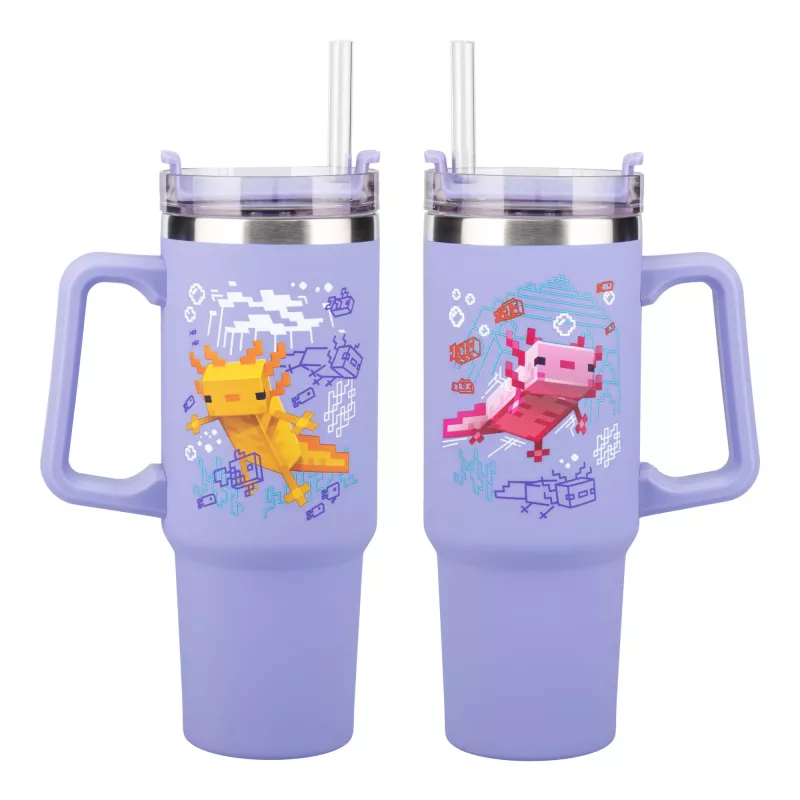Paladone Minecraft Purple Insulated Cup with Straw, 900 ml
