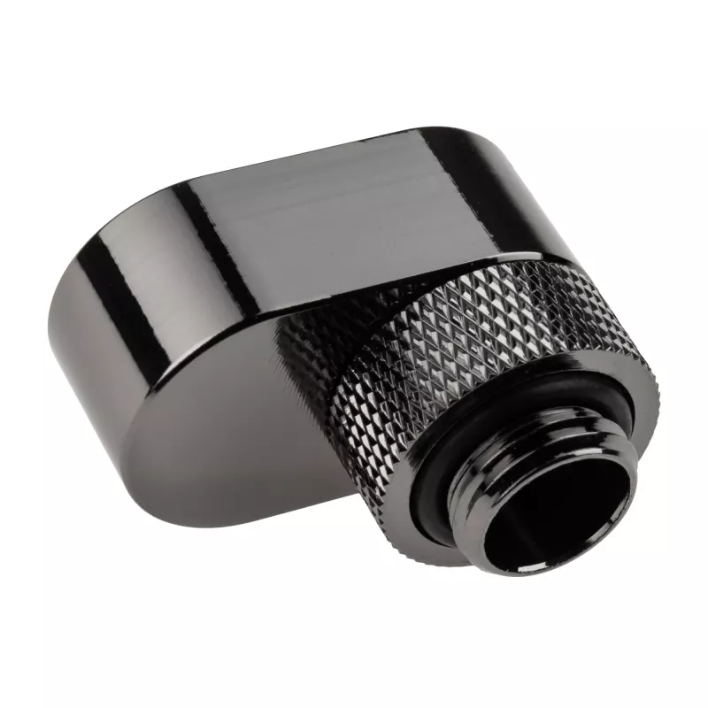 XSPC Rotary 14mm Offset G1/4 Fitting, Chrome Black - angled rotary connector for water cooling