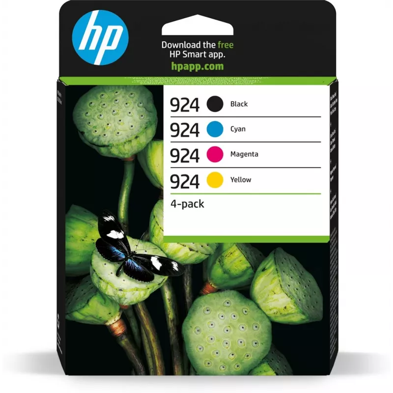 HP 924 CMYK Original Ink Cartridge 4-Pack, Black, Cyan, Magenta, Yellow, 4 pc(s), 500 pages, 400 pages