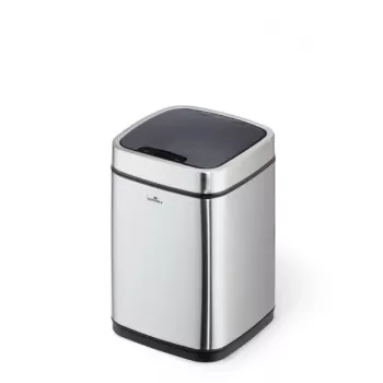Trash Can Durable NO TOUCH 6L Rectangular Stainless Steel Silver Black